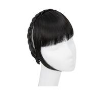 Parrucca con frangia finta, elegante, con fermaglio per capelli, dall'aspetto naturale per le donne - Ideale per l'uso quotidiano e per le feste - F(Nero sporco