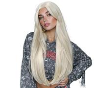 Parrucca con frangia for donna, lunga e liscia, color zenzero, for ragazze, sintetica, resistente al calore, castano chiaro, for cosplay colorati, for feste, Halloween, uso quotidiano.(Platinum)
