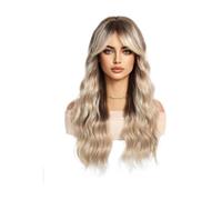 Parrucca con frangia lunga ondulata riccia sintetica resistente al calore for donna dall'aspetto naturale for uso quotidiano, cosplay e feste di Halloween, 24 pollici(Ash Blonde)