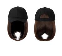 Parrucca con Frangia Parrucca da Cappello Berretto da baseball Parrucca Cappello sintetico con capelli Parrucca Naturalmente Cappello con parrucca Parrucche Parrucche Bobo Donna regolabile Cappello co