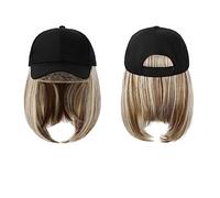 Parrucca con Frangia Parrucca da Cappello Berretto da baseball Parrucca Cappello sintetico con capelli Parrucca Naturalmente Cappello con parrucca Parrucche Parrucche Bobo Donna regolabile Cappello co