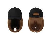 Parrucca con Frangia Parrucca da Cappello Berretto da baseball Parrucca Cappello sintetico con parrucca for capelli Parrucche nere naturali Cappellino naturale con parrucca Cappello Parrucche Bobo reg