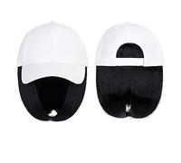 Parrucca con Frangia Parrucca da Cappello Berretto da baseball Parrucca Cappello sintetico con parrucca for capelli Parrucche nere naturali Cappellino naturale con parrucca Cappello Parrucche Bobo reg