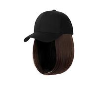 Parrucca con Frangia Parrucca da Cappello Berretto da baseball sintetico Parrucca Parrucca corta Parrucche cappello nero Berretto con capelli Bob Berretto da baseball regolabile Cappello con Capelli A