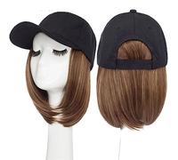 Parrucca con Frangia Parrucca da Cappello Parrucca da baseball sintetica da 6 pollici Parrucca Bob Parrucca cappello nero Berretto con capelli Naturalmente collega il berretto da baseball regolabile f