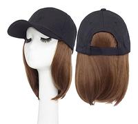 Parrucca con Frangia Parrucca da Cappello Parrucca da baseball sintetica da 6 pollici Parrucca Bob Parrucca cappello nero Berretto con capelli Naturalmente collega il berretto da baseball regolabile f
