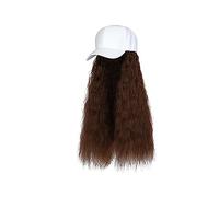 Parrucca con Frangia Parrucca da Cappello Parrucca da berretto da baseball Parrucca lunga e dritta con cappello nero/bianco for le donne Parrucche for capelli sintetici Collegare naturalmente la parru