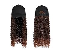 Parrucca con Frangia Parrucca da Cappello Parrucca da berretto da baseball Parrucche lunghe ricce sintetiche Parrucca da cappello Berretto nero/marrone naturale con capelli for donna Cappello con Ca
