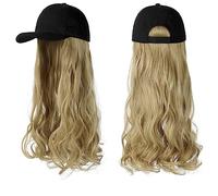 Parrucca con Frangia Parrucca da Cappello Parrucca sintetica ondulata lunga Berretto da baseball con estensioni for capelli Cappello Parrucche Osso Parrucca nera naturale Parrucca regolabile for donna