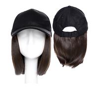 Parrucca con Frangia Parrucca da Cappello Parrucche sintetiche for capelli ondulati naturali Berretto Parrucca da baseball dritta Parrucca Bob Parrucca riccia Cappello regolabile Berretto con capelli