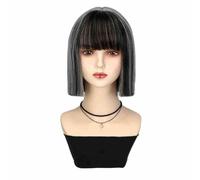 Parrucca Con Frangia Parrucca da donna Air Bangs Capelli corti Alla moda Capelli corti lisci Copricapo completo Parrucca sintetica ad alta temperatura Parrucche Da Donna Con Capelli Umani(A)