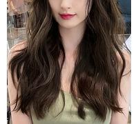 Parrucca con Frangia, Parrucca di Lunga Lunghe con le Parrucche di Frangia Sintetici Cosplay See Attraverso la per le Donne Che Risalgono all'uso Quotidiano (Marrone scuro)