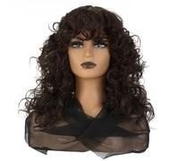 Parrucca Con Frangia Parrucche Parrucche ricce piccole Parrucche stile europeo e americano Capelli ricci Capelli medio lunghi Parrucche copricapo completo Capelli Parrucche Da Donna Con Capelli Umani