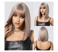 Parrucca Con Frangia Parrucche Sintetiche Corte E Diritte For Le Donne For Capelli Afro Resistente Al Calore For Feste Cosplay Facile Da Indossare(LC1123-1)