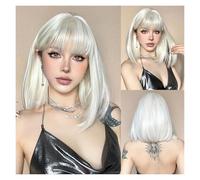 Parrucca Con Frangia Parrucche Sintetiche Corte E Diritte For Le Donne For Capelli Afro Resistente Al Calore For Feste Cosplay Facile Da Indossare(LC3022-1)