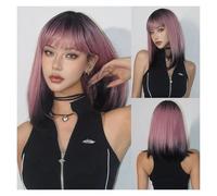 Parrucca Con Frangia Parrucche Sintetiche Corte E Diritte For Le Donne For Capelli Afro Resistente Al Calore For Feste Cosplay Facile Da Indossare(WL1121-1)