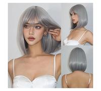 Parrucca Con Frangia Parrucche Sintetiche Corte E Diritte For Le Donne For Capelli Afro Resistente Al Calore For Feste Cosplay Facile Da Indossare(WL1209-1)