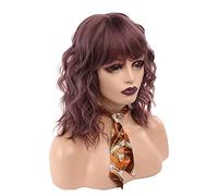Parrucca Con Frangia Wig Synthetic Natural Lide Biange Curly Resulding Hair for Women Blonde Natural Wave Spalla Lunghezza cosplay Parrucche Da Donna Con Capelli Umani(04)