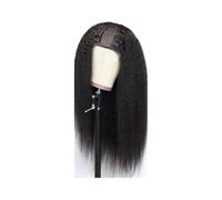 Parrucca con parte a V, capelli umani, lisci e crespi, densità 180, for donne, senza colla, adatta ai principianti, colore naturale Topper per Capelli da Donna(34 inch)