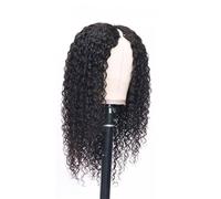 Parrucca con parte a V e onde d'acqua, capelli umani for donne, parrucche senza colla, nere naturali, da indossare e indossare Extension per Capelli(26inch)