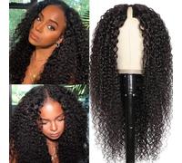 Parrucca con parte a V per capelli umani Little Leave Out Aggiornamento U Part Parrucca per capelli umani per le donne 150% Densità Kinky Curly V Part Parrucca sottile a forma di V Nessuna colla