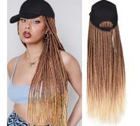 Parrucca con treccia Yunkang, con treccia a scatola, con extension per capelli, con cappello, parrucca sintetica bionda ombr , con treccia lunga