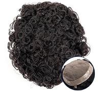 Parrucca copri calvizie da uomo 15/20/25mm parrucchino riccio fine mono top e PU perimetrale capelli maschili toupee castano scuro capelli indiani 7" sistemi di sostituzione protesi for capelli toupee