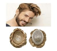 Parrucca copri calvizie da uomo Parrucchino da uomo Morbidi veri capelli europei 0,1-0,12 mm Silicone Durevole Tutti PU Base iniettata 6 pollici Capelli corti Densità 120% Toupee da uomo Sistema di ca