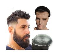 Parrucca Copri Calvizie da Uomo Toupee da uomo, 8x10 pollici 0,04 mm sottile pelle PU Toupee da uomo # 1B Off Black Pezzo di capelli umani da uomo 110% Densità Sistema di sostituzione dei capelli Parr