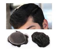 Parrucca Copri Calvizie da Uomo Toupee da uomo Capelli castano scuro Protesi di capelli umani veri 8x10 "Full Fine Swiss Lace Toupee da uomo Sistema di sostituzione dei capelli morbidi e traspiranti P