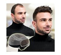 Parrucca copri calvizie da uomo Toupee da uomo mono top in pizzo con PU intorno a 10 "x 8" parrucchino for uomo 6 "colore nero naturale capelli umani toupee da uomo Parrucca da viaggio quotidiano da u