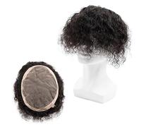 Parrucca copri calvizie da uomo Toupee for uomo 6 pollici Water Curl Parrucche di capelli umani indiani Protesi capillare maschile Fine Mono NPU Sistema di capelli umani Colore naturale Parrucca da vi