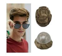 Parrucca copri calvizie da uomo Toupee for uomo Capelli umani 0.1-0.12mm Trasparente Iniettato PU Pelle Maschile Toupee Parrucchino Attaccatura dei capelli naturale Biondo medio Sistema di sostituzion
