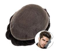 Parrucca Copri Calvizie da Uomo Toupee in pizzo pieno for uomo Base in pizzo francese Sistemi di capelli umani Traspirante Protesi capillare maschile Densità media Parrucchino a onde naturali for uomo