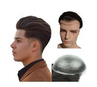 Parrucca Copri Calvizie da Uomo Unità di protesi di capelli umani maschili 0,04 mm Posticci di pelle sottile 8x10" Base in PU Parrucchino da uomo Sistema di sostituzione dei capelli Densità 110% # 2 M