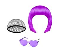 Parrucca corta a caschetto da donna, copricapo neon per cosplay, 1 pezzo per acconciare costumi, parrucca sintetica per spettacoli teatrali, a tema Halloween, convegni e feste in maschera