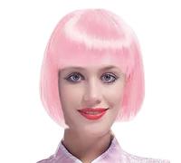 Parrucca corta a caschetto da donna, per feste in maschera, parrucca lunga a caschetto per feste di Natale (corta, rosa confetto, taglia unica)