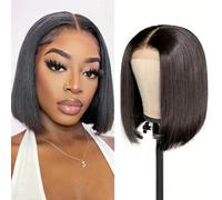 Parrucca corta a caschetto per capelli umani parrucche frontali in pizzo dritto per capelli umani per le donne 180 densità senza colla brasiliani vergini capelli Bob parrucca 13x4 HD trasparente pizzo