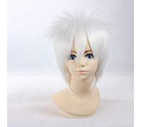 Parrucca corta a strati bianca argentata Sakata Gintoki Hitman Reborn Byakuran Gesso candeggina Hitsugaya Toushirou per le parrucche di Halloween per cosplay (monouso)