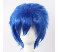 Parrucca corta a strati blu Vocaloid Kaito Fairy Tail Jellal Fernandes per parrucche cosplay di Halloween