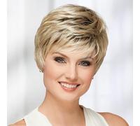 Parrucca Corta Biondo Cenere Con Frangia Per Donna Con Cuffia Per Parrucca Parrucche Sintetiche A Strati Per Donna Parrucche Sostitutive Di Capelli Naturali A,10CM