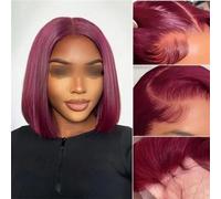 Parrucca corta Bob Capelli umani Completo Frontale Bob Parrucche Taglio smussato osso dritto anteriore per la donna nera