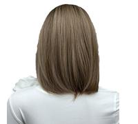 Parrucca Corta Bob Con Effetto Sfumato Dorato Per Donna, Lunghezza Spalle 14" Con Frangia, Parrucche in Fibra Sintetica Naturale Resistente Al Calore Per L'uso Quotidiano Alle Feste