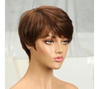 Parrucca corta con capelli lisci, parrucche brasiliane con capelli umani con frangia, 99J, bordeaux, P4/30, n. 4, parrucca economica senza colla, 8 pollici, P4/30
