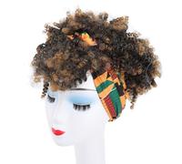Parrucca Corta con Fascia Riccia, Parrucca Ondulata, Look Leggero Ed Elegante, Uso Duraturo, Indossare così com'è o con Clip, Materiale in Fibra Ad Alta temperatura.