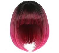 Parrucca corta con frangia, parrucca corta diritta rosa rossa per donna - Capelli sintetici resistenti al calore con cappuccio regolabile e kit per lo styling