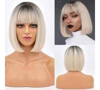 Parrucca corta con frangia Parrucche sintetiche per donne Ombre Nero Rosso Biondo Rosa Cosplay Festa Capelli naturali Perruque Bob-TB2020072-6