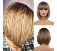 Parrucca corta con frangia piena Parrucche sintetiche di colore naturale per donne nere e bianche Halloween Natale Cosplay Lolita Hair-ss191