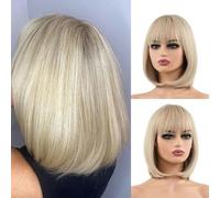 Parrucca corta con frangia piena, parrucche sintetiche di colore naturale per donne nere e bianche, per Halloween, Natale, Cosplay, capelli Lolita-ss180