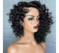 Parrucca Corta Con Pizzo Frontale 13X6 Per Capelli Umani Ricci Corti Parrucca Bob Bordeaux Rosso Colorato Pixie Cut Parrucche Frontali In Pizzo Per Donne